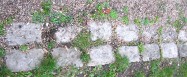 Simple bordure de pavés de grés marquant le passage entre pelouse et allée